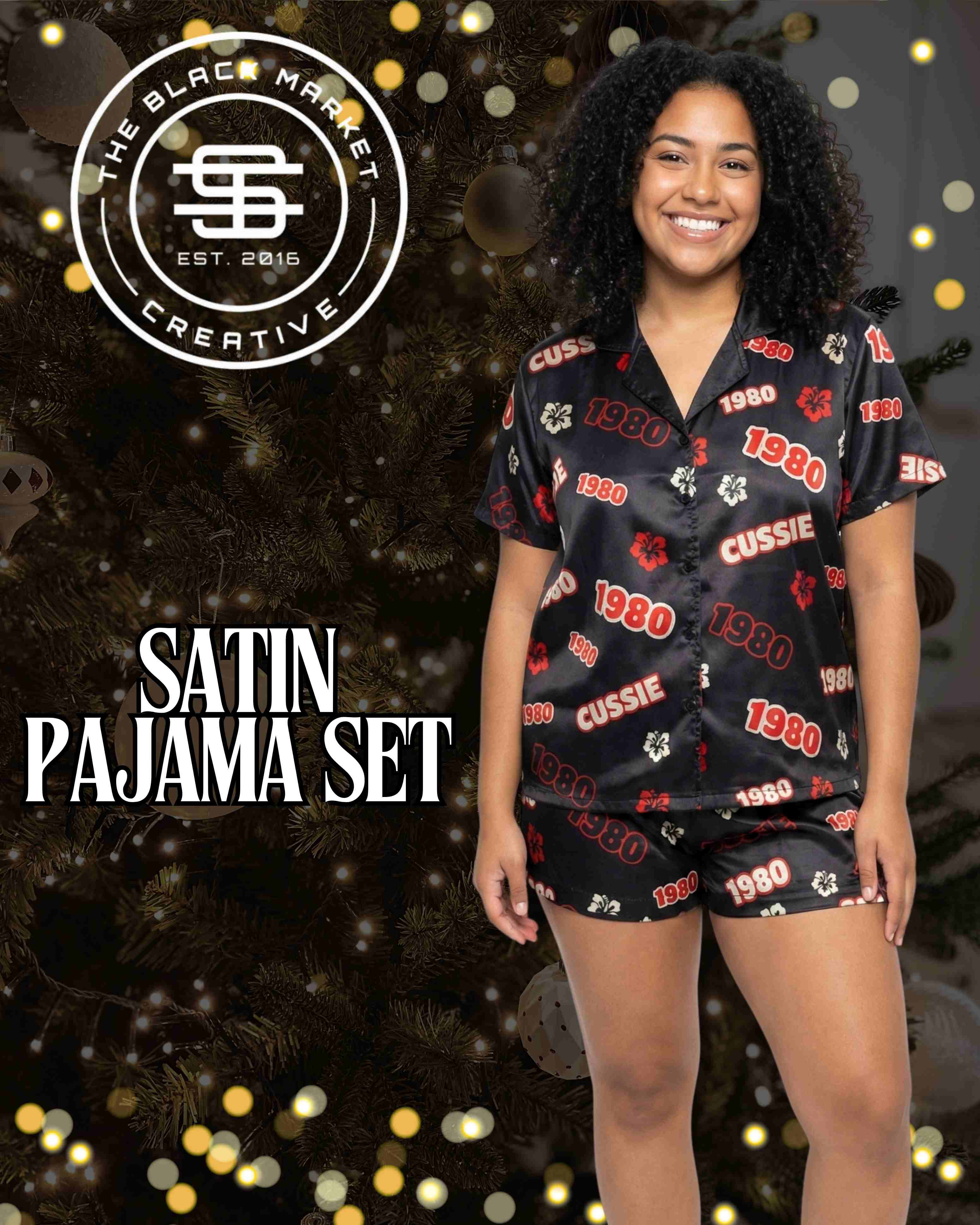 CUS- Satin Black Pajama Set